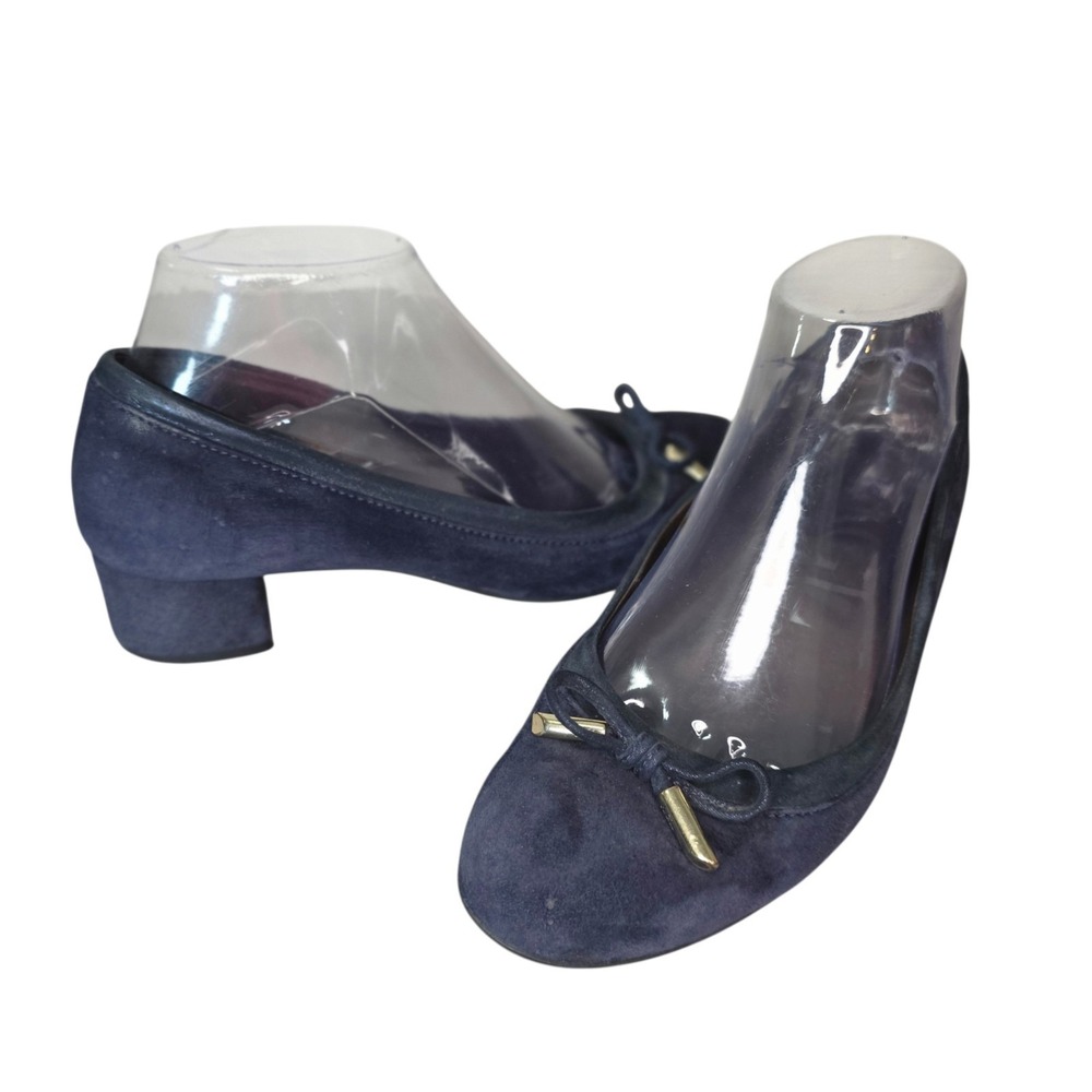 AGL Attilio Giusti Leombruni Womens EU 37 Navy Suede Bow Block Heel Pumps